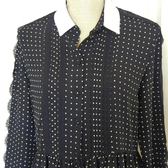 The Kooples Polkadot and Lace Shirt Dress - Picture 4 of 11